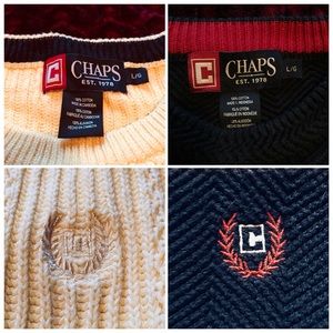 Chaps Sweaters (2) L Large Navy Blue Creme Yellow